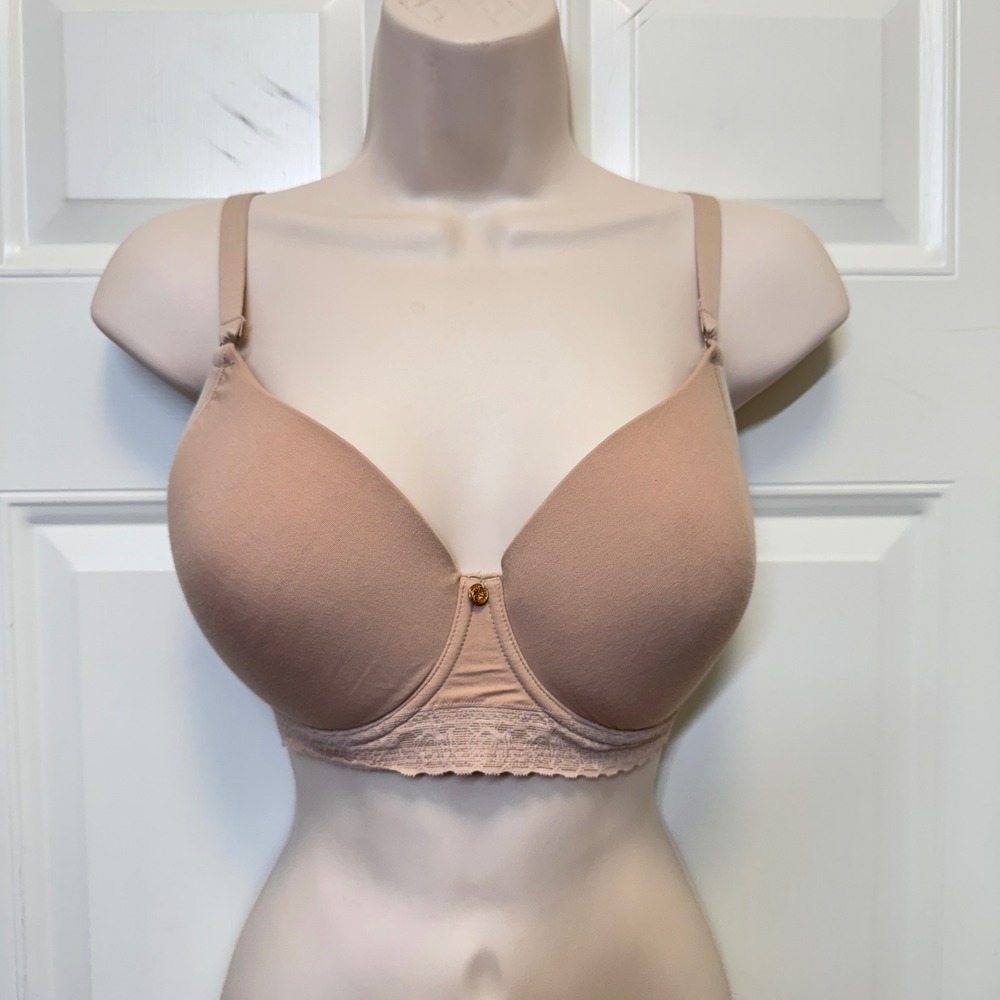 Natori Womens Bra 34DD Tan Bliss Perfection Lace Trim‎ Underwire Minimalist